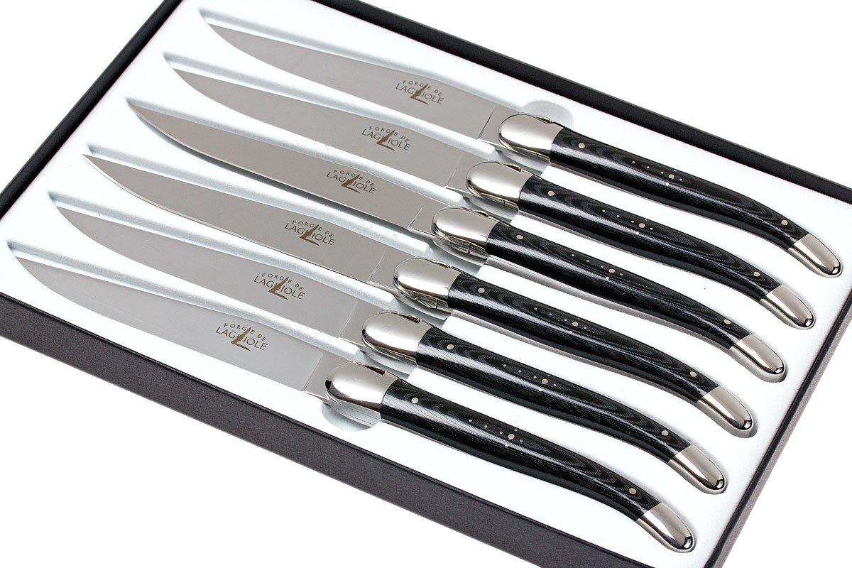 de Laguiole, T62MINTCNOI, micarta steak knife set