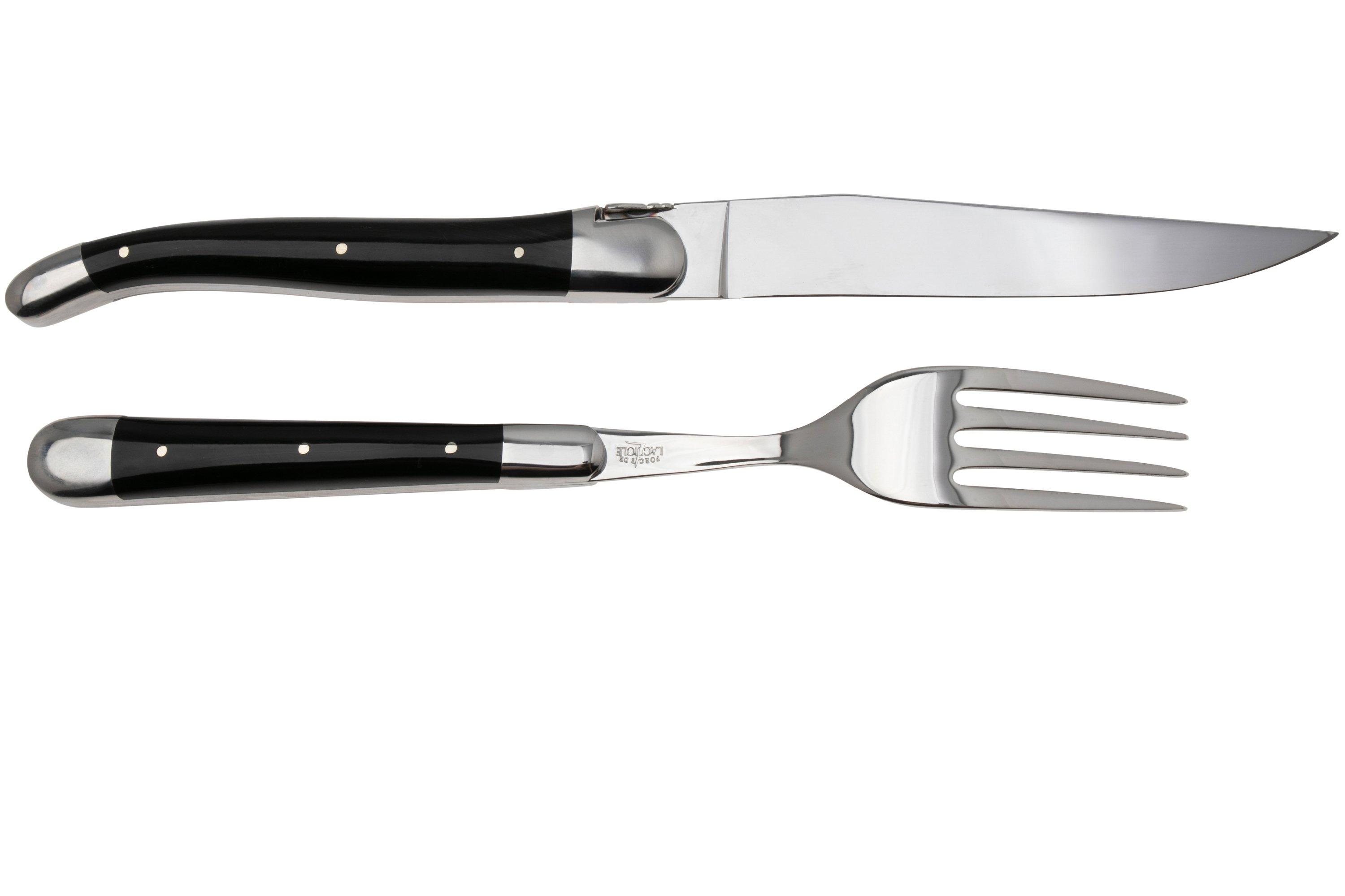 Forge de Laguiole Knife and Fork TF2MINBF Dark Horn, 2-piece