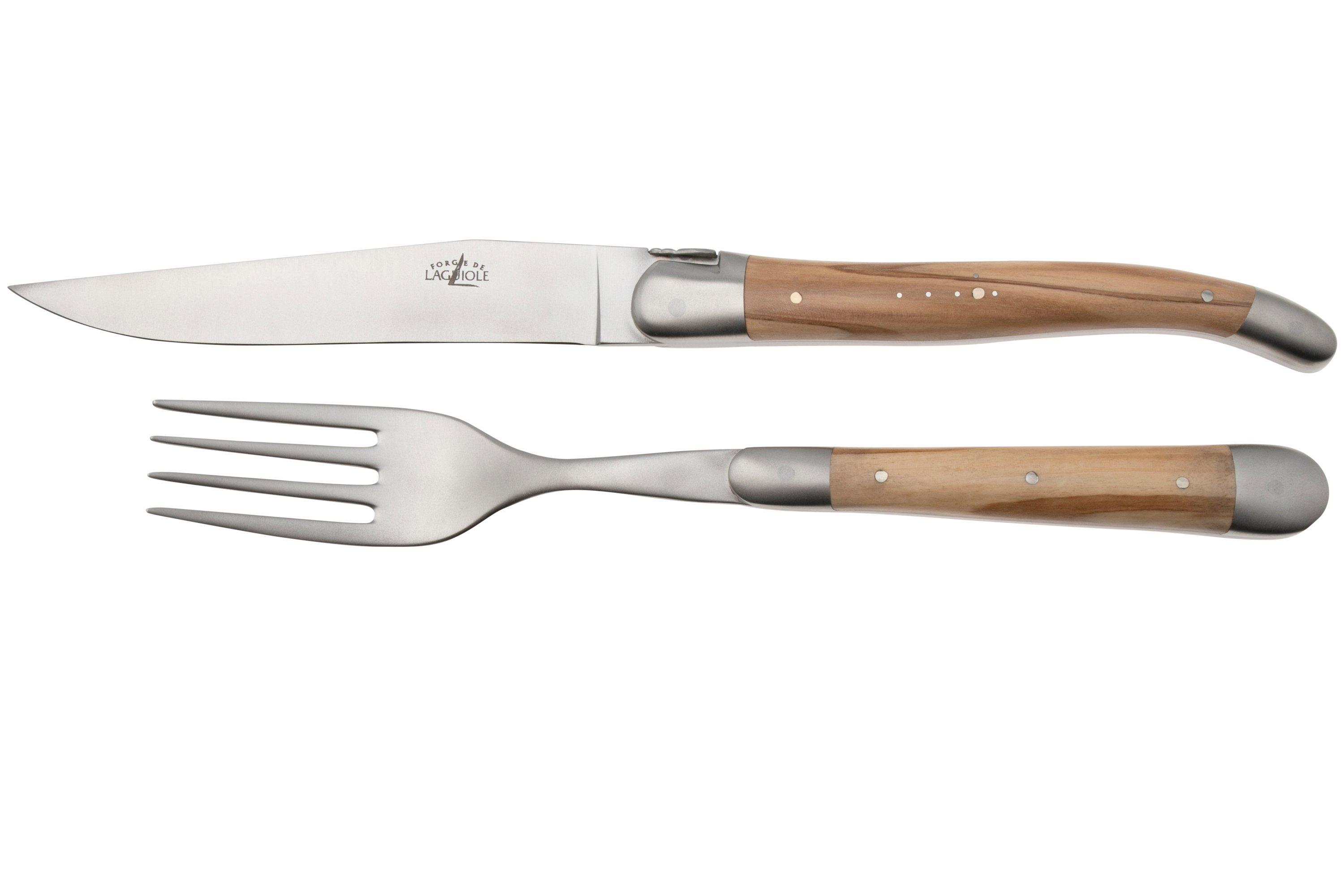 FORGE DE LAGUIOLE カトラリーセット ナイフ・フォーク 2本 Forge de Laguiole Knife and Fork TF2MINOL Olive Wood, 2-piece