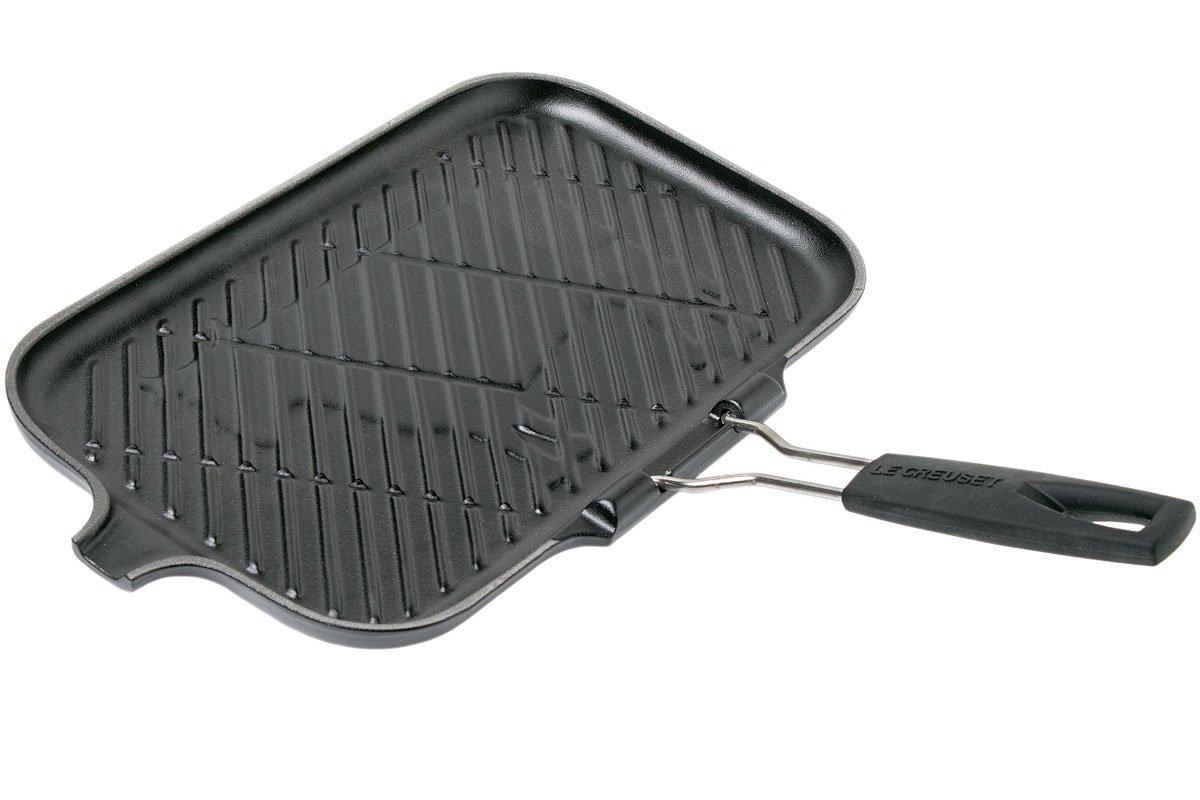 Grill Pan with Folding Handle Nonstick Small Grill Pan Barbecue Grill Pan Rectangle Grilling Pan, Black