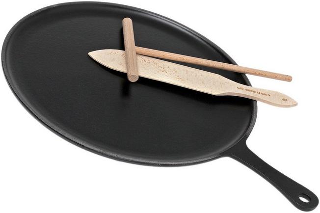 Le Creuset Crêpière en fonte émaillée + Spatule + Râteau - Le Creuset