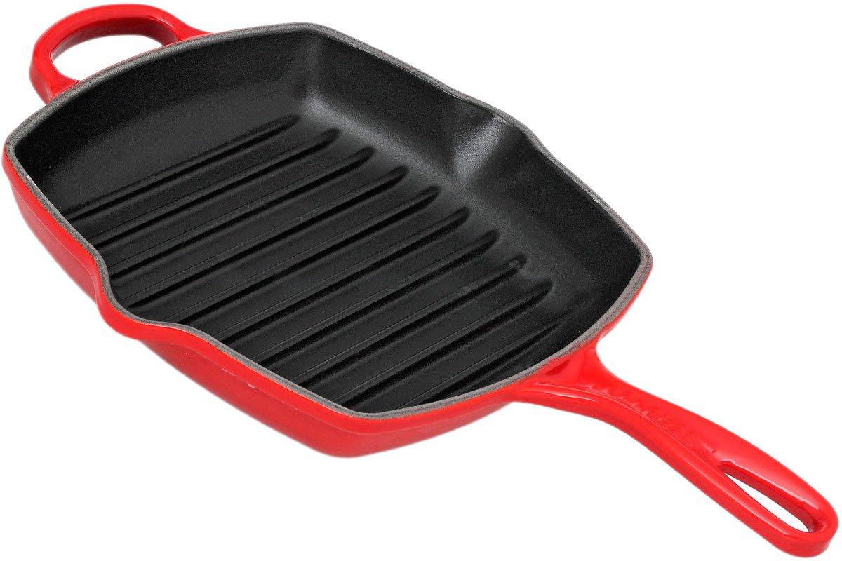 Le Creuset France 26 Red Cast Iron Grill Pan Skillet 