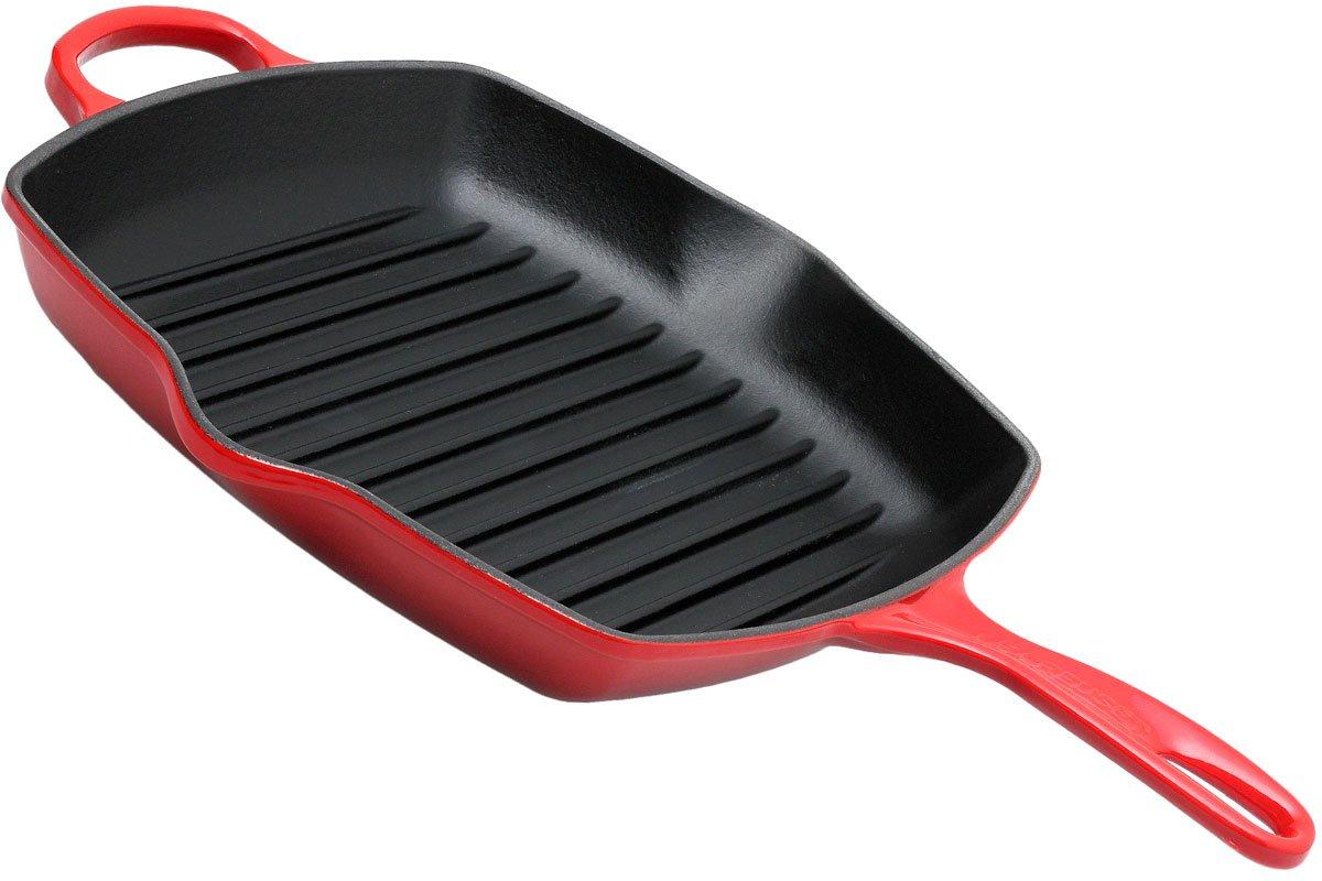 LE CREUSET ENAMELED CAST IRON 12.5 GRILL PAN - NEW - CHERRY RED