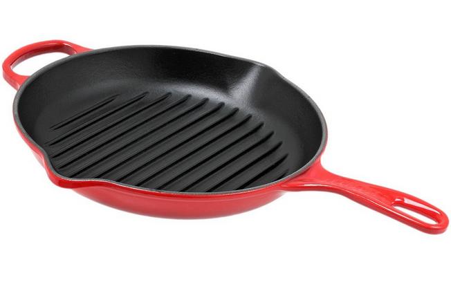 Le Creuset France 26 Red Cast Iron Grill Pan Skillet 