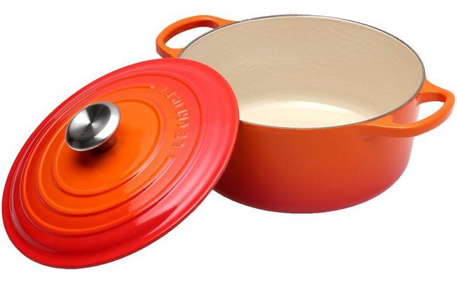 Le Creuset Sauce Pan Enamel Cast Iron Pot Wood Handle Flame -  Denmark