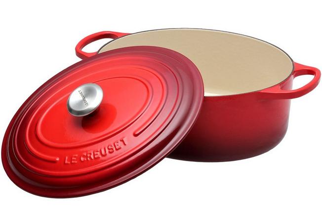 Le Creuset France Red Enamel Cast Iron #25 Oval Dutch Oven Cocotte