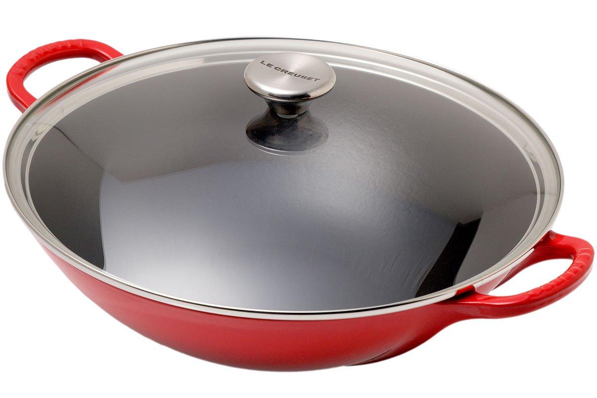 Le Creuset La Fonte enamel wok 32cm, 3.8L red | Advantageously shopping ...