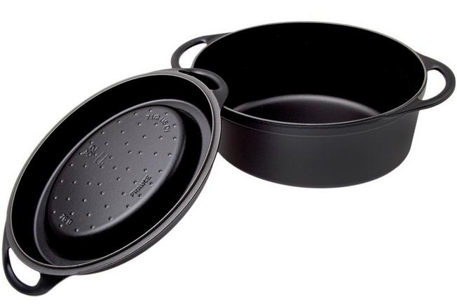 Le Creuset cast iron grill pan 32 cm oval, black