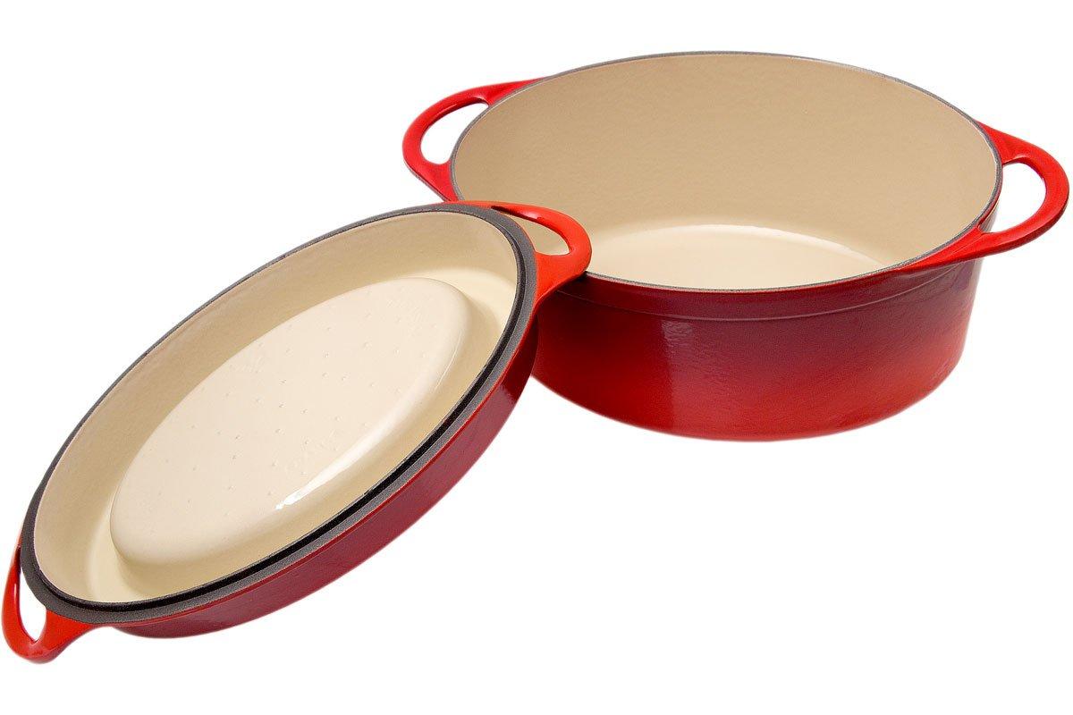 Le Creuset Doufeu cast-iron casserole oval, 32 cm, 7.2L red