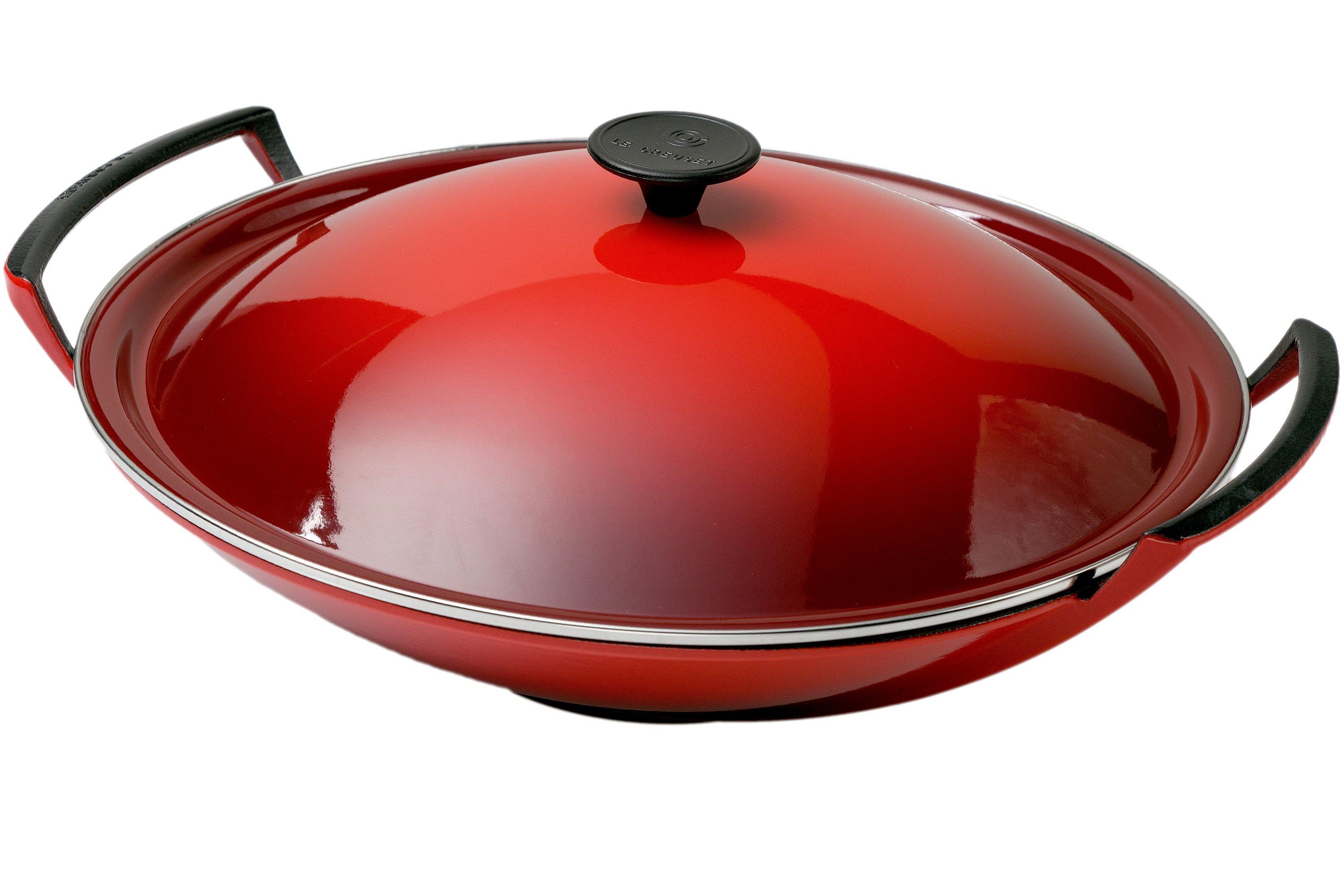 Le Creuset La Fonte enamel wok pan 36 cm, cherry red Advantageously