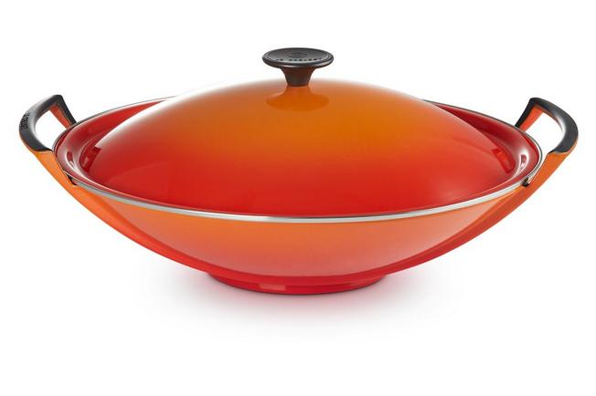 Imagen para Le Creuset La Fonte wok esmaltado 36 cm, naranja