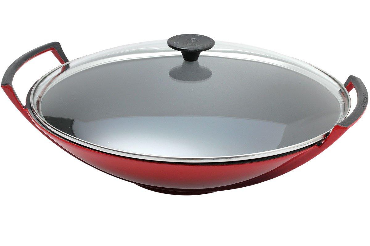 Le Creuset Wok de Hierro Fundido Ø 36 cm con Tapa de Cristal