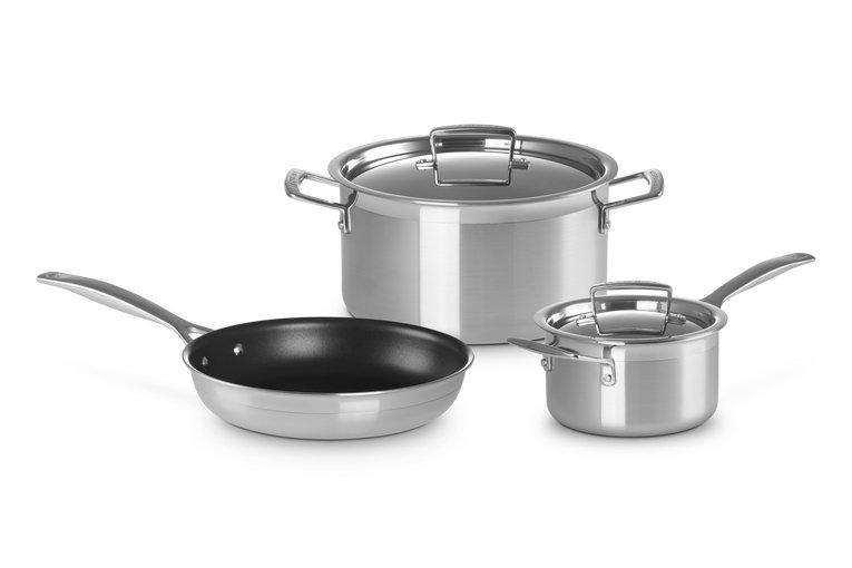 Le Creuset Steelpan met deksel en houten handvat Oranjerood 18cm/1,8l