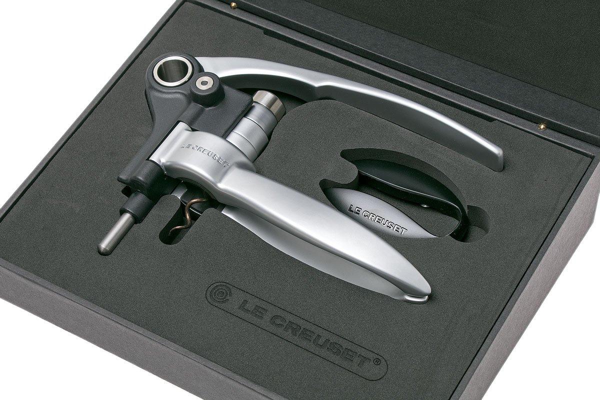 Le Creuset 5-Piece Wine Tools Gift Set - Corkscrew, Foil Cutter, Wine Pump With Stoppers, Black/Grey