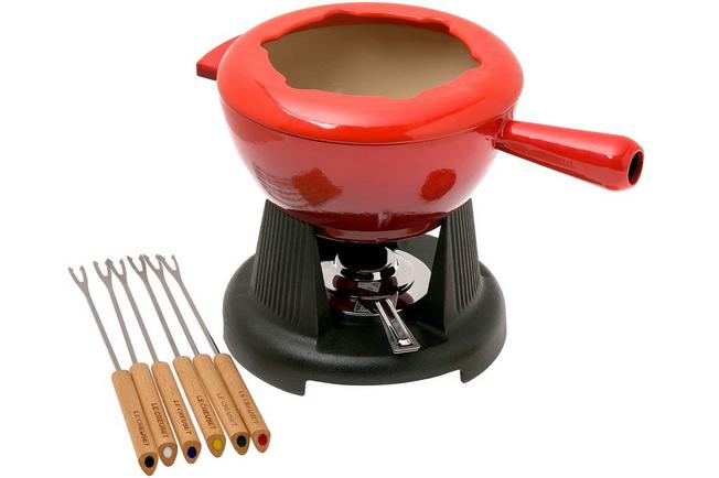 Le Creuset fondue set cast-iron handles, 2L, cherry | shopping at Knivesandtools.com