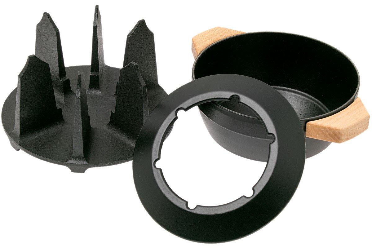 Le Creuset fondue set with wooden handles, 2L, matt black