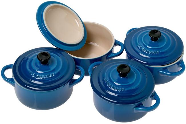 Le Creuset Les Céramiques set de mini-cocottes 10 cm, bleu marseille