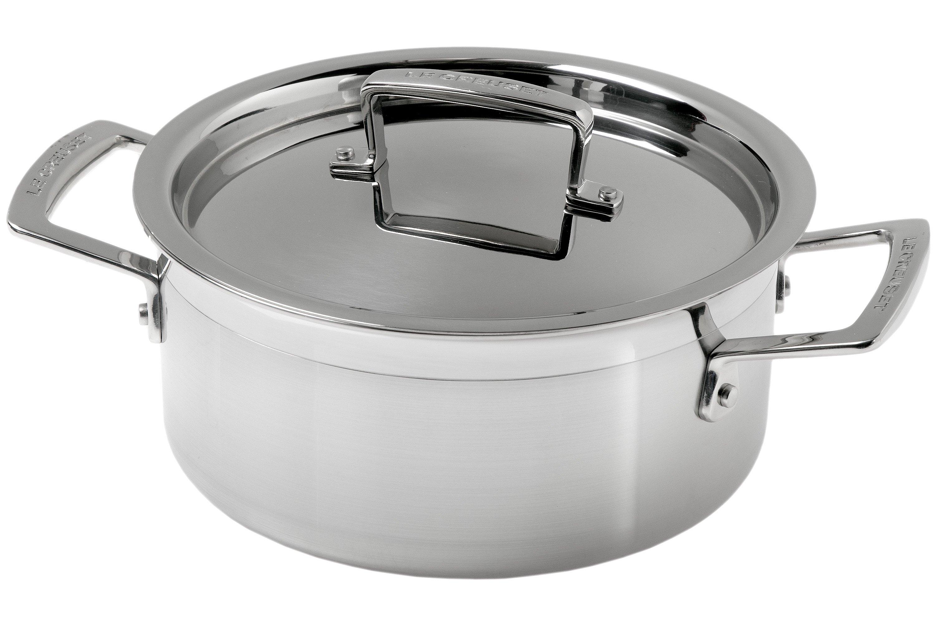 Le Creuset Casserole avec Couvercle, 20 cm, Inox 3-ply, Capacité 3,8 L,  Argenté,96200920001000 : : Cuisine et Maison