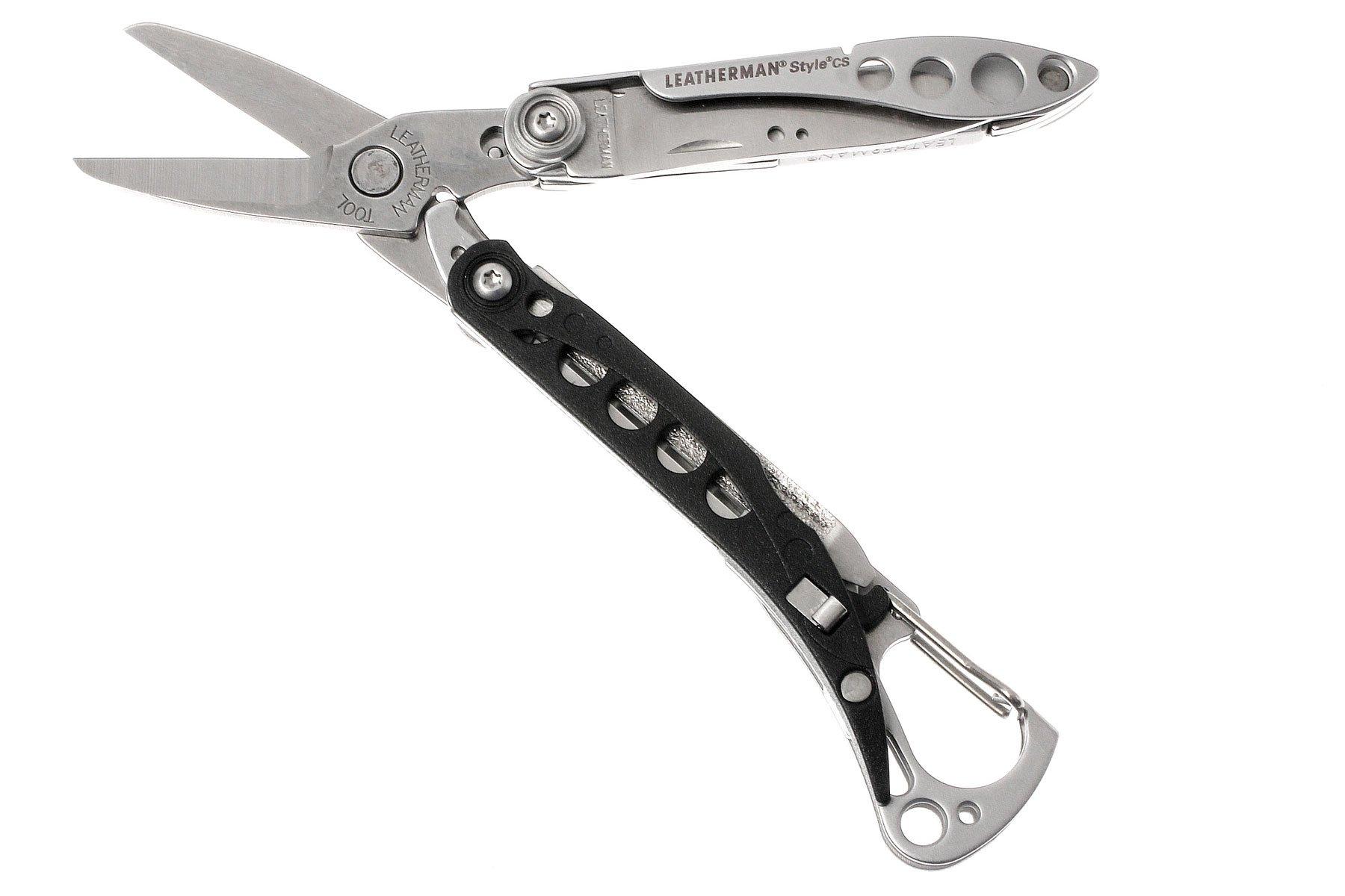 Black Silver Scissors Leatherman Style CS Stainless Steel Small Multi Tool 