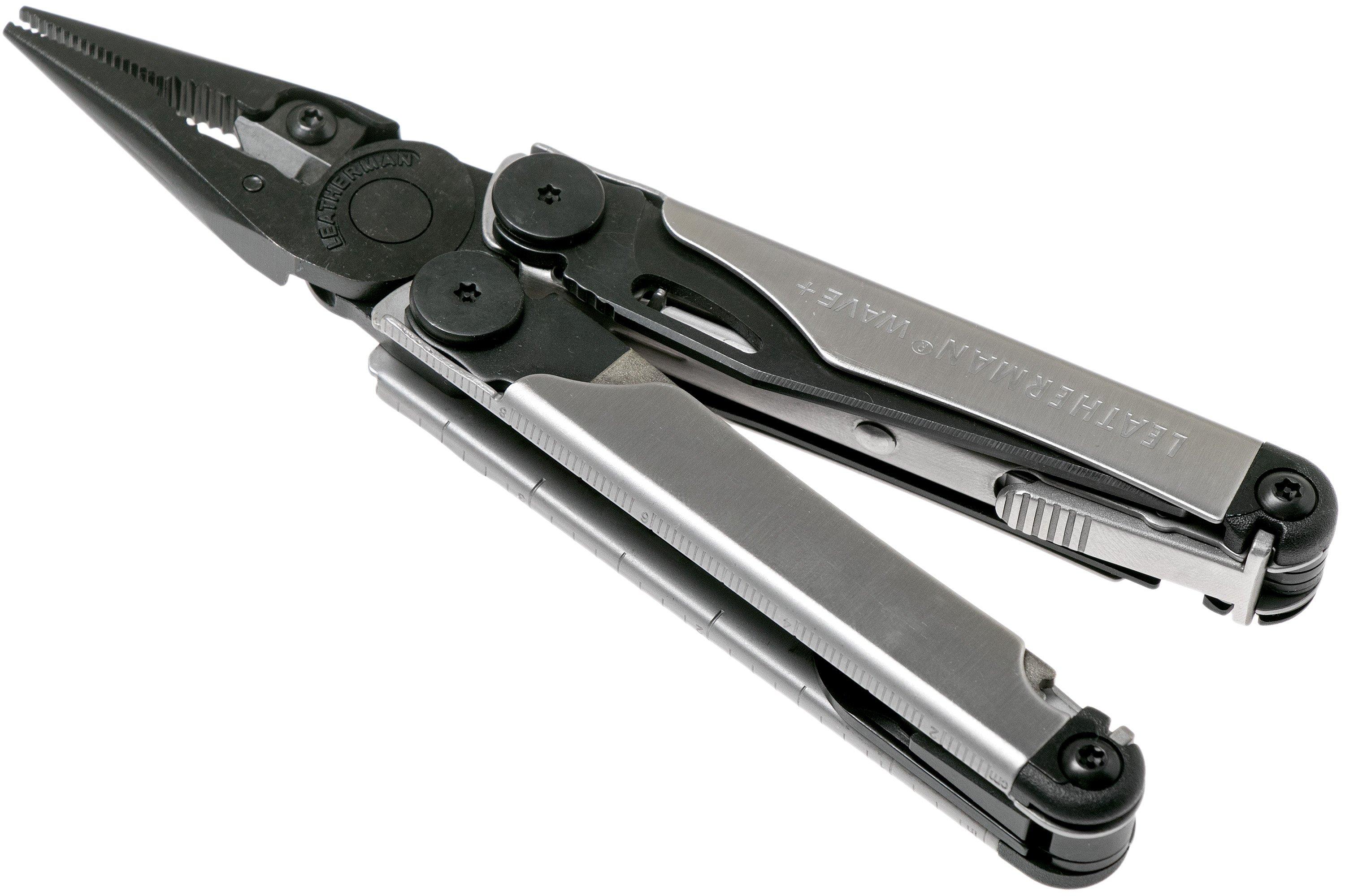 LEATHERMAN - Wave Plus Multitool with Premium Replaceable Wire Cutters and  Spring-Action Scissors, Limited Edition Black/Silver