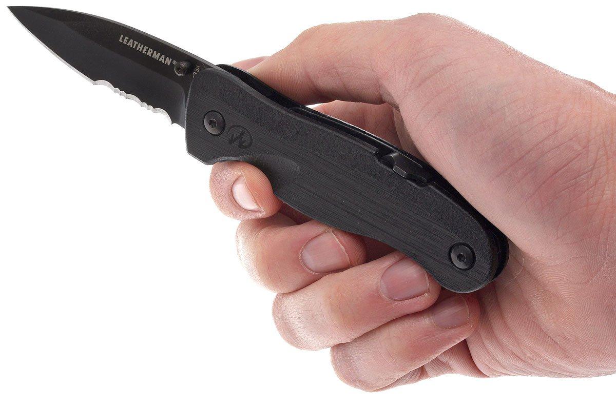 Leatherman Crater C33X black pocket knife, partly serrated 