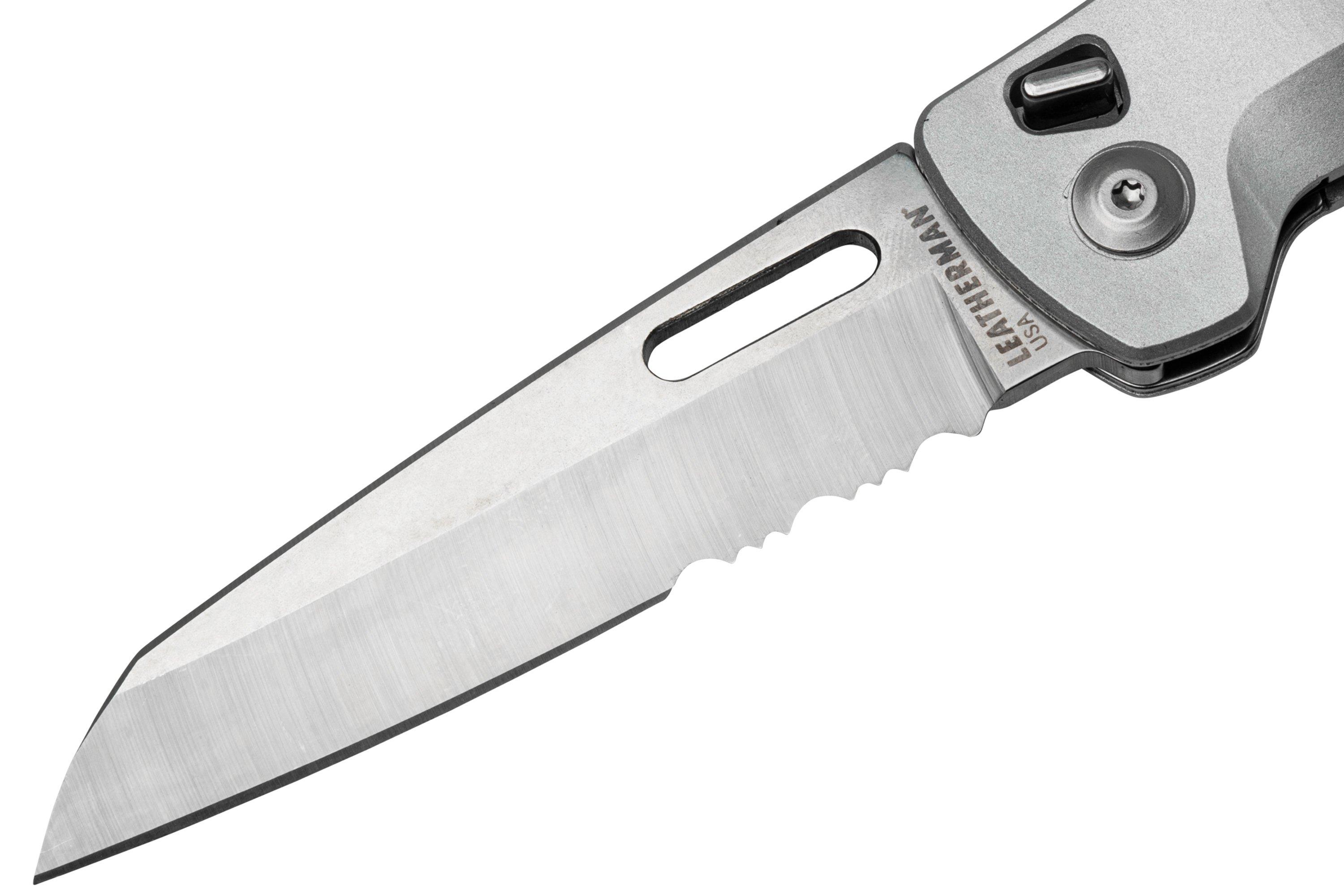 Leatherman FREE K2 CRIMSON, navaja de filo liso con acero 420HC.