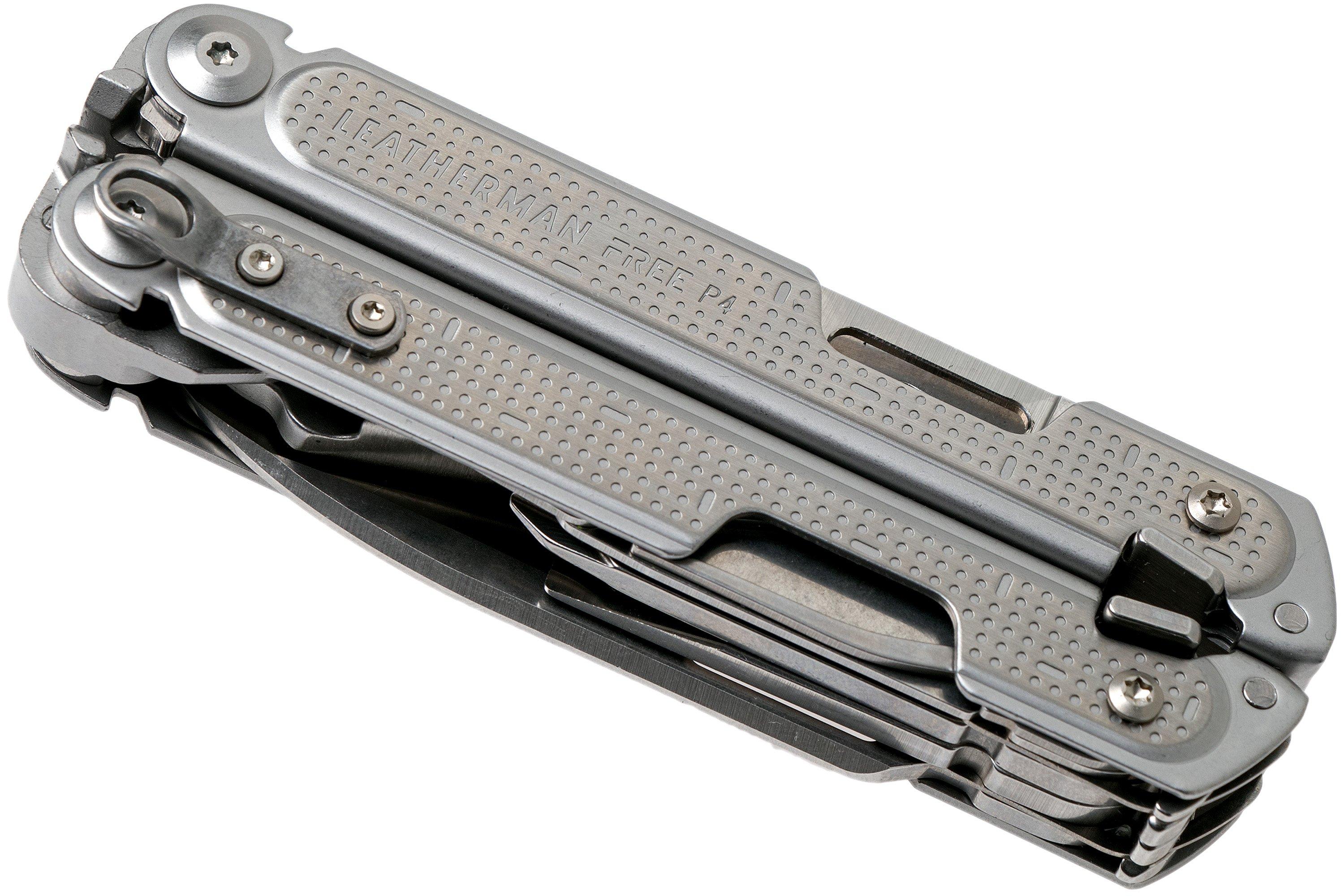 LEATHERMAN Free P4 - Multiherramienta con bloqueo magnético, de tamaño  único accesibles con la mano, con funda de nailon de alta calidad y clip de