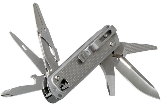  LEATHERMAN FREE T4 Cuchillo multiherramienta y EDC con bloqueo  magnético y accesible con una mano, construido en los Estados Unidos, acero  inoxidable : Herramientas y Mejoras del Hogar