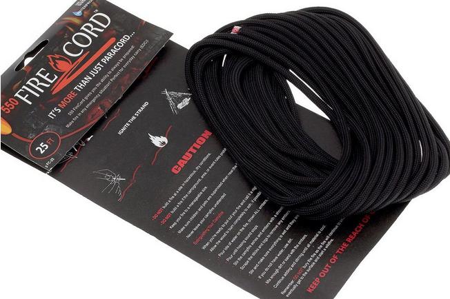 Live Fire Firecord 550 Paracord 25ft, Black