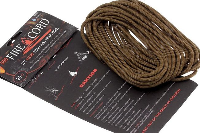 Live Fire Firecord 550 Paracord 25ft, Coyote Brown