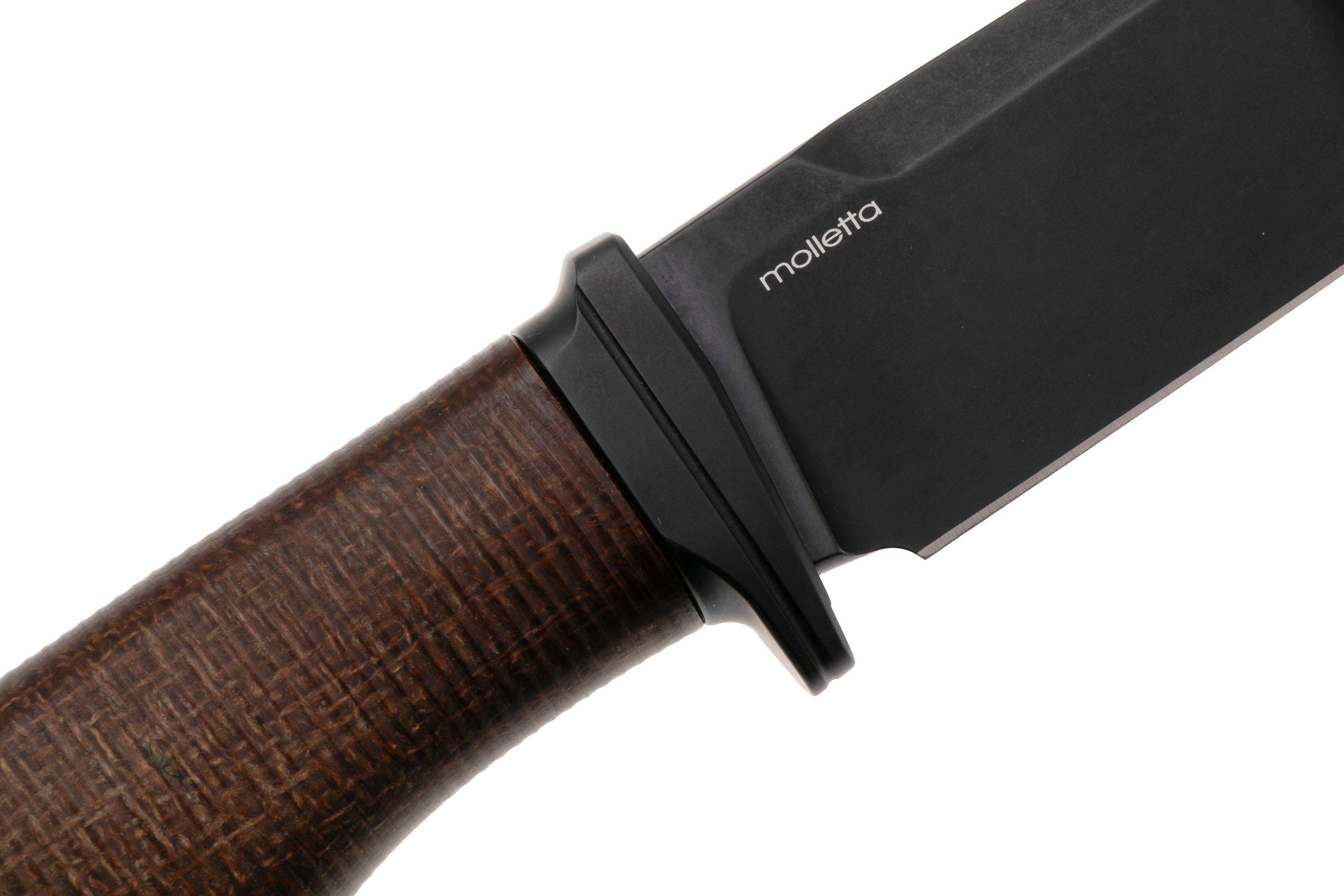 LionSteel Acha AH B BLN Blackwashed M390, Natural Burlap Micarta, Black ...