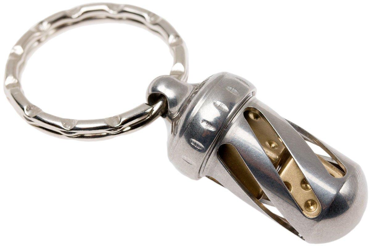 LionSteel AcornDice Brass Key Ring, Brass Dice