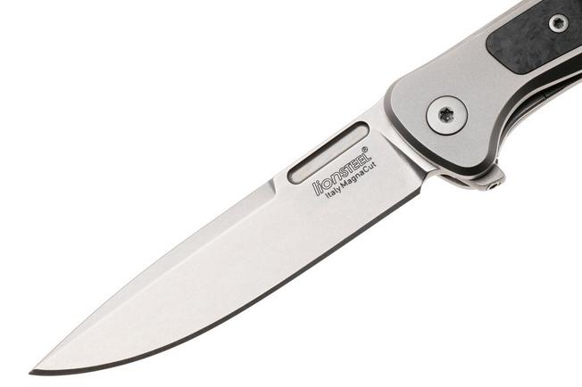 Bild für LionSteel Emmet EM01 GY Stonewashed MagnaCut, Grey Titanium Carbon Fibre Inlay, Taschenmesser, Molletta Design