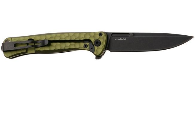 Bild für LionSteel Emmet EM01A GB Old Black MagnaCut, Green Aluminium Hammertone, Taschenmesser, Molletta Design