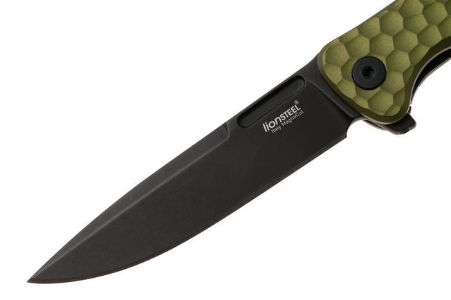 Bild für LionSteel Emmet EM01A GB Old Black MagnaCut, Green Aluminium Hammertone, Taschenmesser, Molletta Design