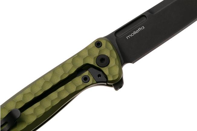 Bild für LionSteel Emmet EM01A GB Old Black MagnaCut, Green Aluminium Hammertone, Taschenmesser, Molletta Design