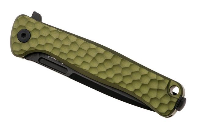 Bild für LionSteel Emmet EM01A GB Old Black MagnaCut, Green Aluminium Hammertone, Taschenmesser, Molletta Design