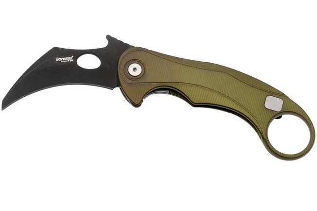 Bild für LionSteel L.E.One Mid LE2-GB, Old Black M390, Green Aluminum, Karambit Taschenmesser
