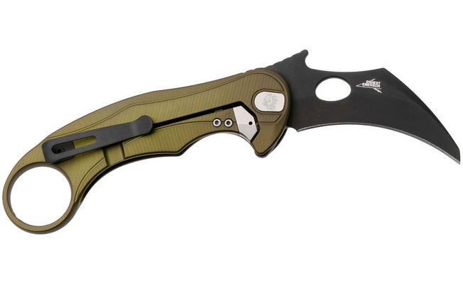 Bild für LionSteel L.E.One Mid LE2-GB, Old Black M390, Green Aluminum, Karambit Taschenmesser
