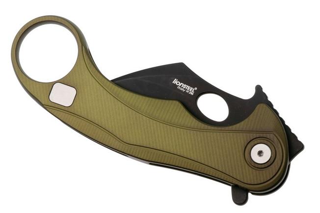 Bild für LionSteel L.E.One Mid LE2-GB, Old Black M390, Green Aluminum, Karambit Taschenmesser
