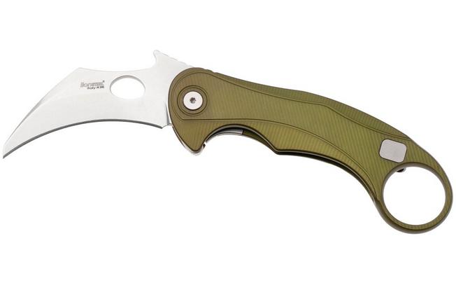 Bild für LionSteel L.E.One Mid LE2-GS, Stonewashed M390, Green Aluminum, Karambit Taschenmesser