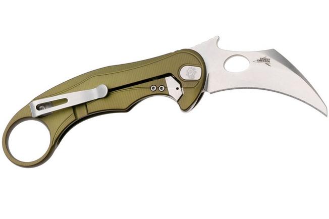 Bild für LionSteel L.E.One Mid LE2-GS, Stonewashed M390, Green Aluminum, Karambit Taschenmesser