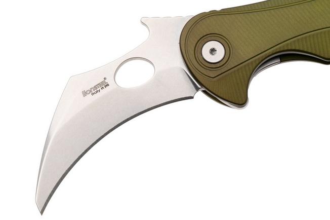 Bild für LionSteel L.E.One Mid LE2-GS, Stonewashed M390, Green Aluminum, Karambit Taschenmesser