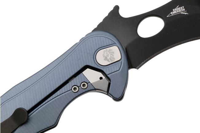 Bild für LionSteel L.E.One Mid LE2-IB, Old Black M390, Ice Blue Aluminum, Karambit Taschenmesser