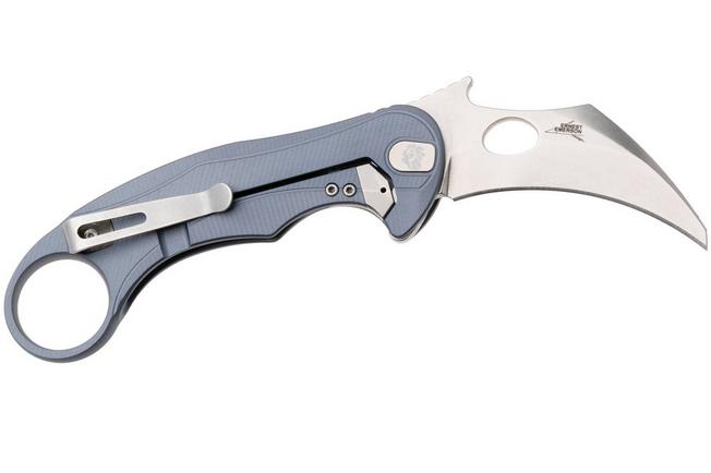 Bild für LionSteel L.E.One Mid LE2-IS, Stonewashed M390, Ice Blue Aluminum, Karambit Taschenmesser