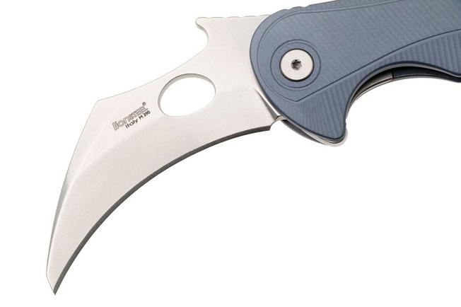 Bild für LionSteel L.E.One Mid LE2-IS, Stonewashed M390, Ice Blue Aluminum, Karambit Taschenmesser