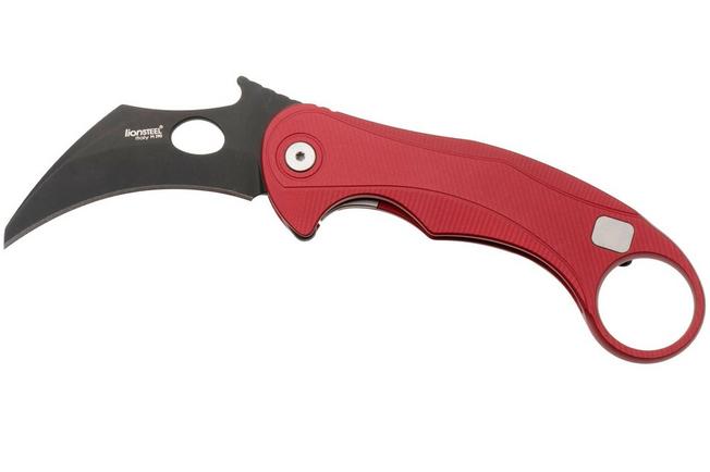 Bild für LionSteel L.E.One Mid LE2-RB, Old Black M390, Red Aluminum, Karambit Taschenmesser