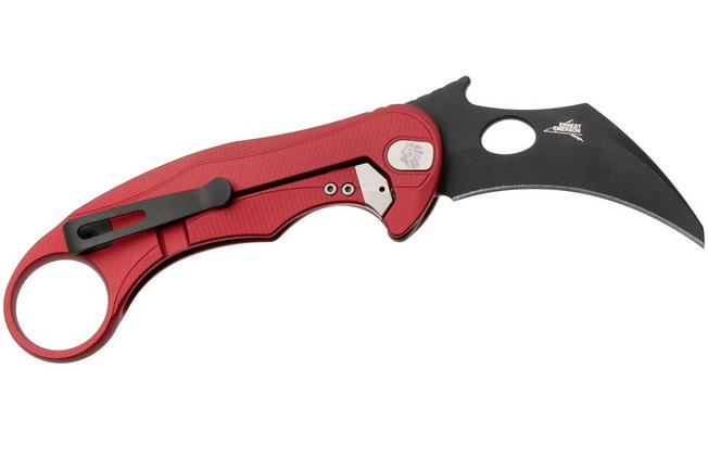 Bild für LionSteel L.E.One Mid LE2-RB, Old Black M390, Red Aluminum, Karambit Taschenmesser