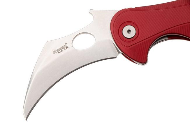Bild für LionSteel L.E.One Mid LE2-RS, Stonewashed M390, Red Aluminum, Karambit Taschenmesser