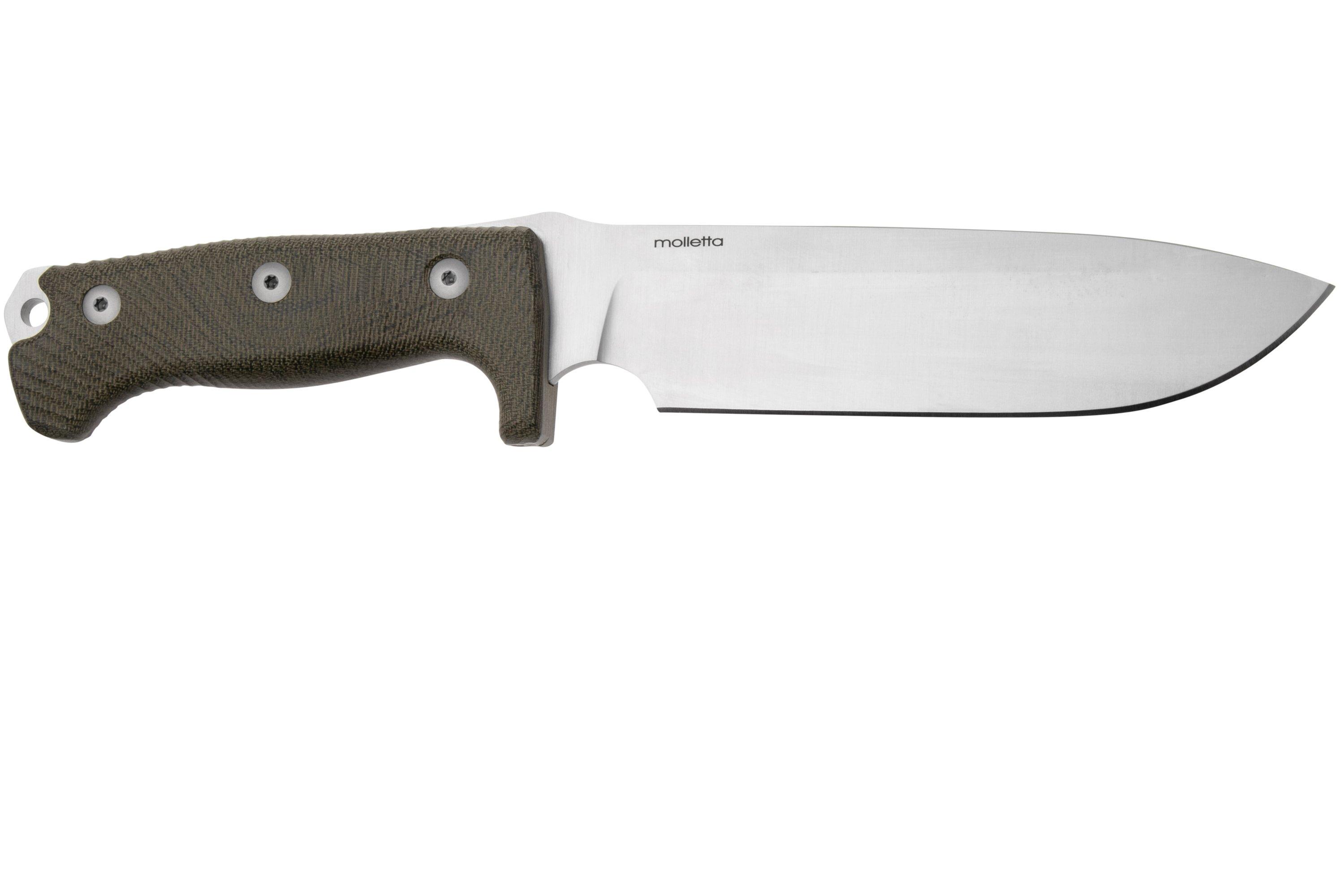 LionSteel M7 CVG Satin, Green Canvas Micarta feststehendes Messer  